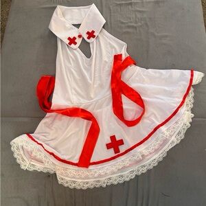 Woman Nurse Costume with Red Accents